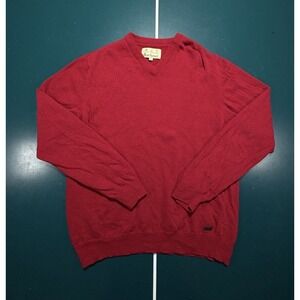 Barbour Sweater Men's XL 100% Wool Red Classic Preppy Hertiage Lodge V-Neck